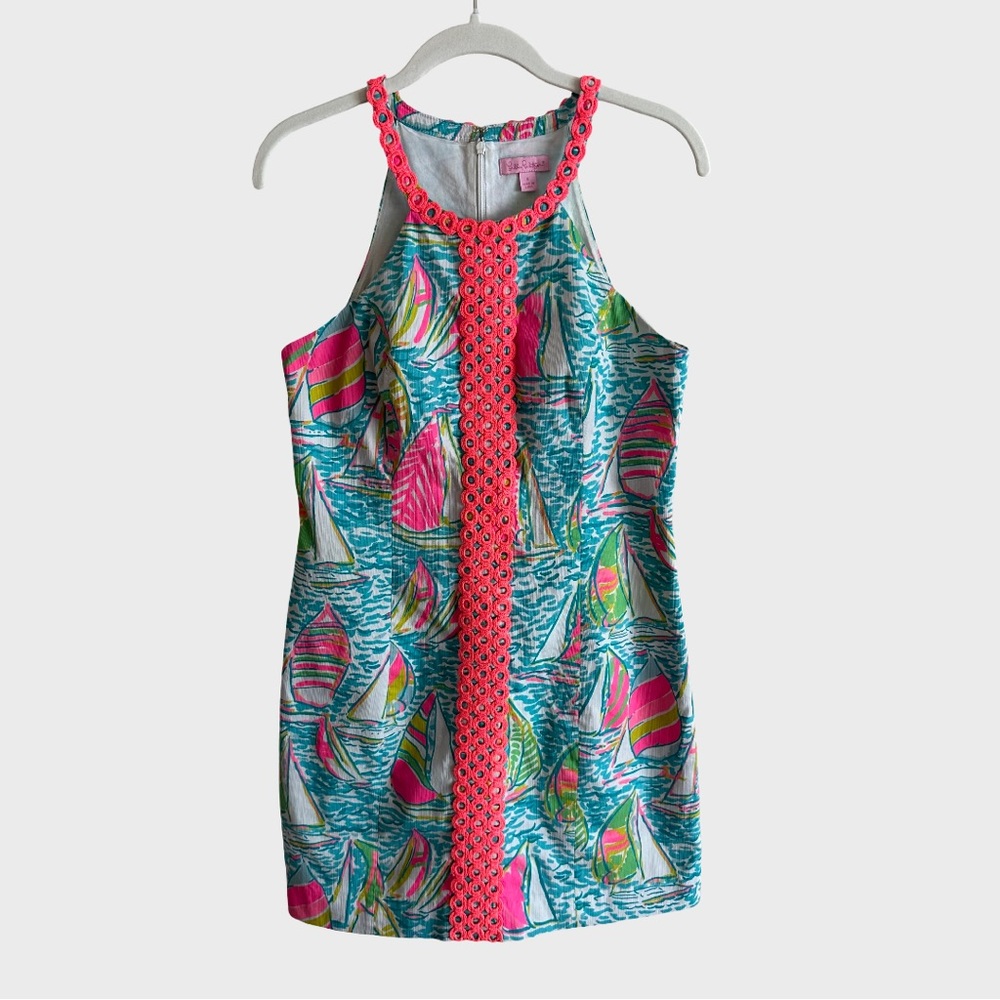 Lilly Pulitzer Sasha Dress Shift Pop Up Ugotta Regatta Multi Sailboat 24827 6